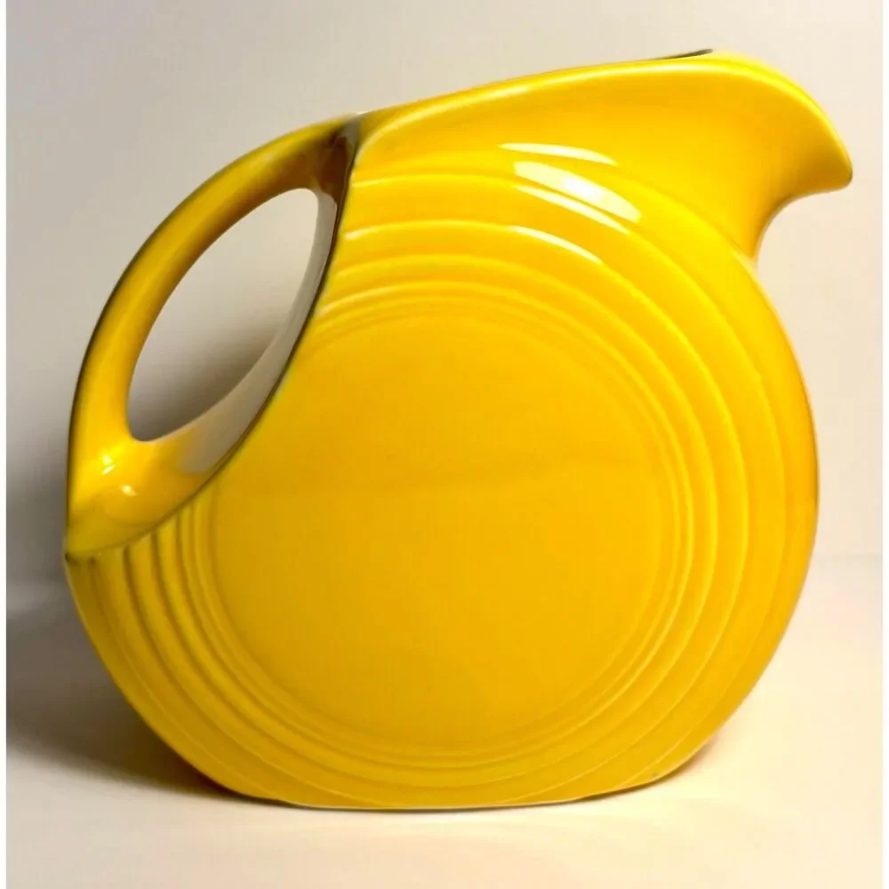 VTG Fiesta Disk Pitcher Sunflower Yellow Homer Laughlin USA Art Deco Vase MCM